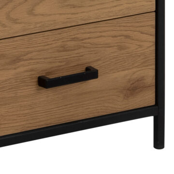 Milford Black Metal 2 Drawer 3 Shelf Bookcase | Oak Finish