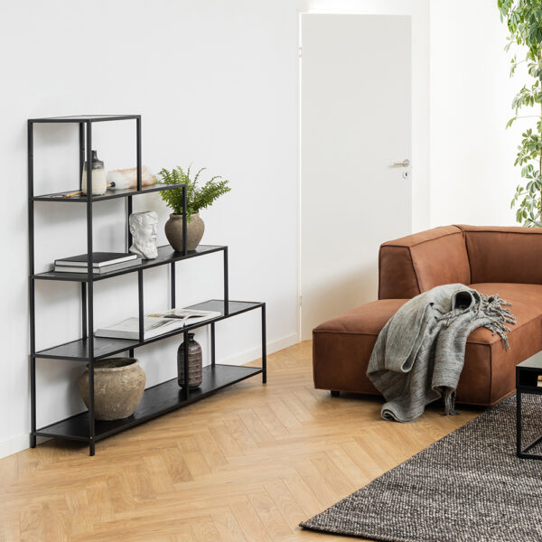 Milford Bookcase with 4 Shelves and 1 Drawer in Black | Self Assembly
