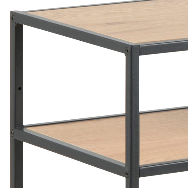 Milford Console Table, 2 Shelves in Black and Oak | Self Assembly