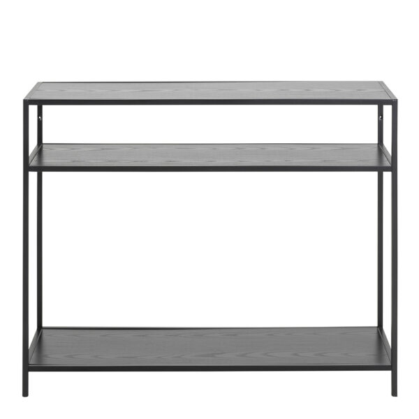 Milford Console Table with 2 Shelves in Black and Oak