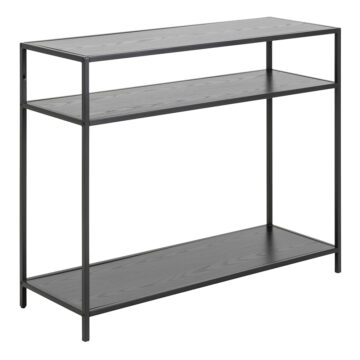 Milford Console Table with 2 Shelves in Black and Oak