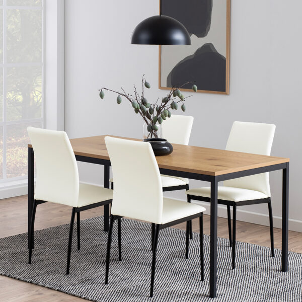 Milford Dining Table in Black & Oak | Self Assembly