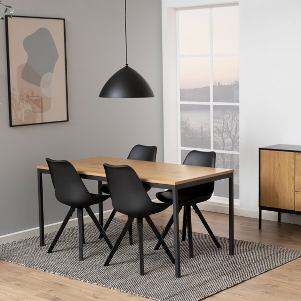 Milford Dining Table in Black & Oak | Self Assembly
