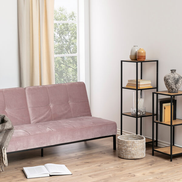 Milford Narrow Black Metal Bookcase with 3 Oak Shelves | Self Assembly