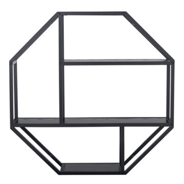Milford Octagonal Metal Wall Shelf in Black