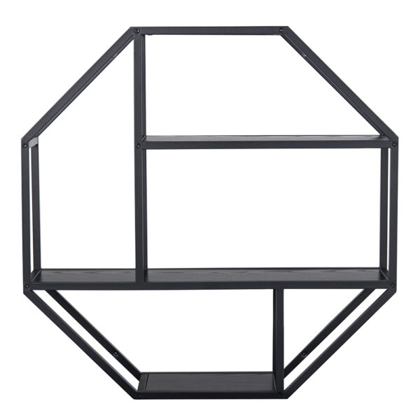 Milford Octagonal Metal Wall Shelf in Black
