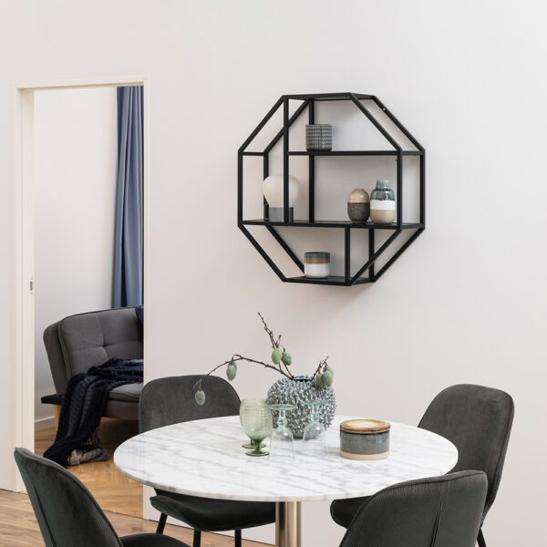 Milford Octagonal Metal Wall Shelf in Black | Self Assembly