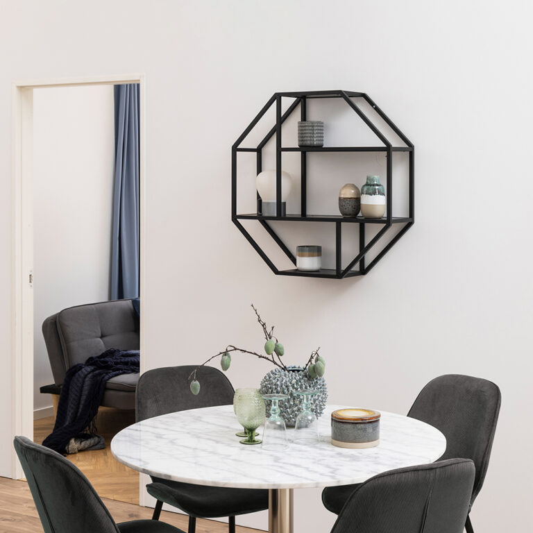Photo inspiration: Visual Reference: Milford Octagonal Metal Wall Shelf In Black
