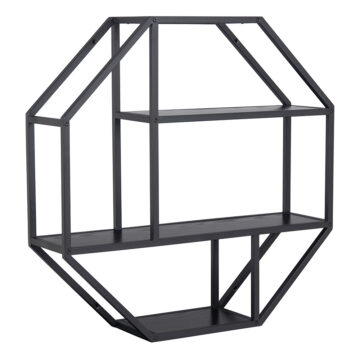 Milford Octagonal Metal Wall Shelf in Black