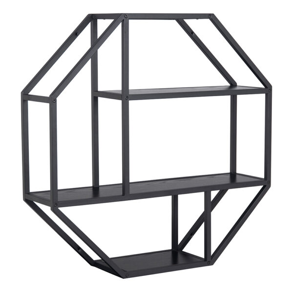 Milford Octagonal Metal Wall Shelf in Black