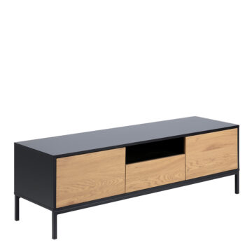 Milford TV Unit 2 Doors 1 Drawer in Black & Oak