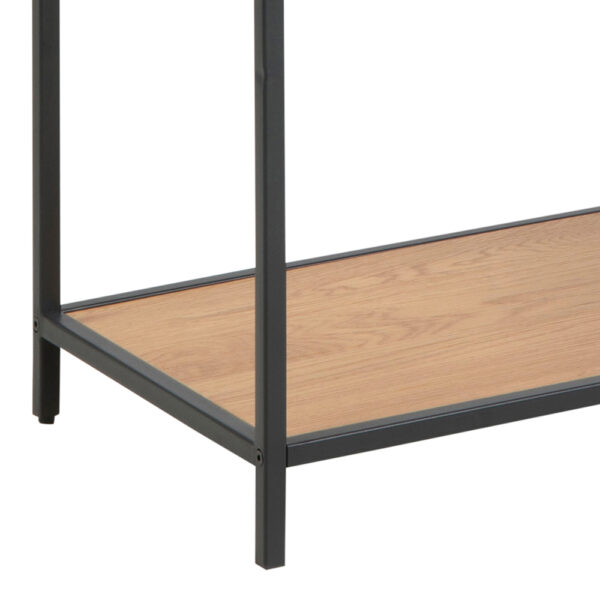 Milford Tall Black Metal Bookcase with 5 Shelves in Oak | Self Assembly