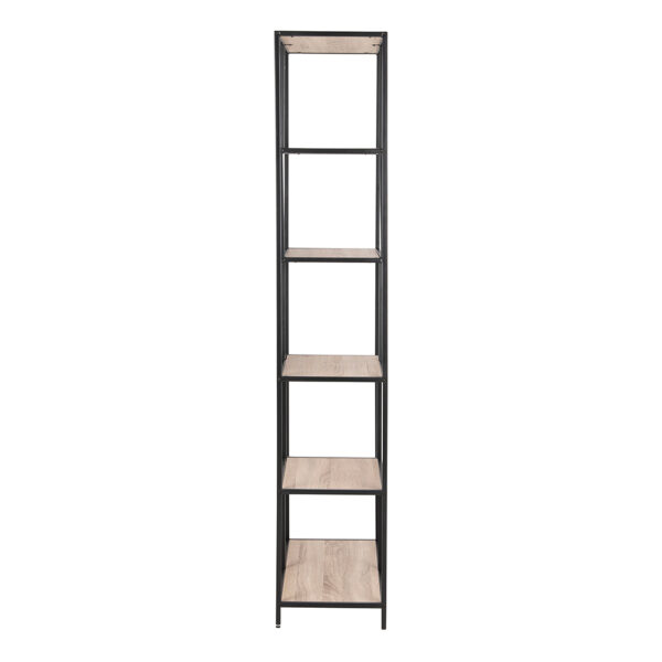 Milford Tall Black Metal Bookcase with 5 Sonoma Oak Shelves | Self Assembly