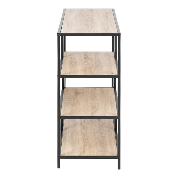 Milford Wide Black Metal Bookcase with 4 Sonoma Oak Shelves | Self Assembly