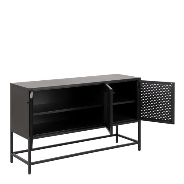 Newland 3 Door Raised Sideboard in Matt Black | Self Assembly