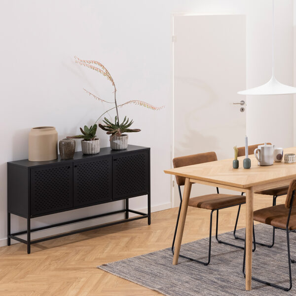 Newland 3 Door Raised Sideboard in Matt Black | Self Assembly