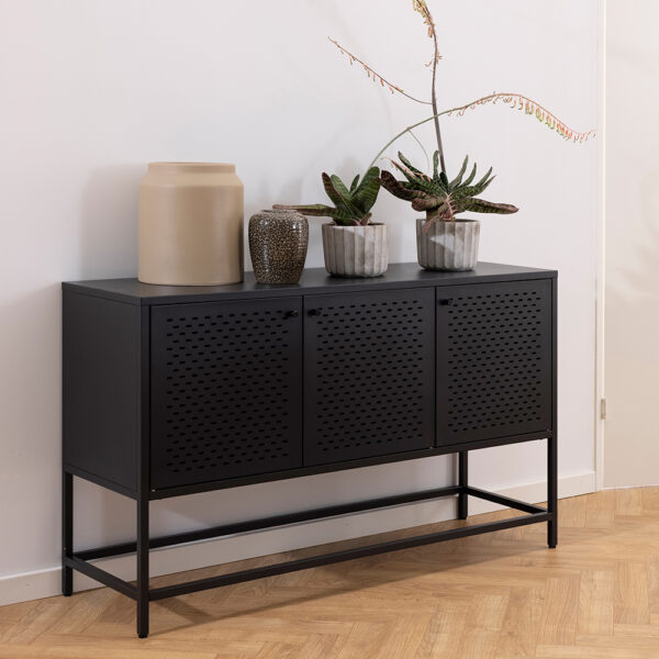 Newland 3 Door Raised Sideboard in Matt Black | Self Assembly
