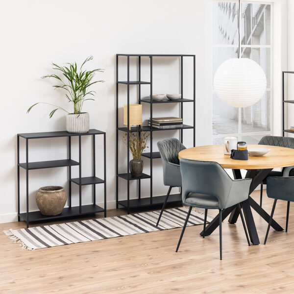 Newland Asymmetrical Bookcase with 3 Shelves in Matt Black | Self Assembly