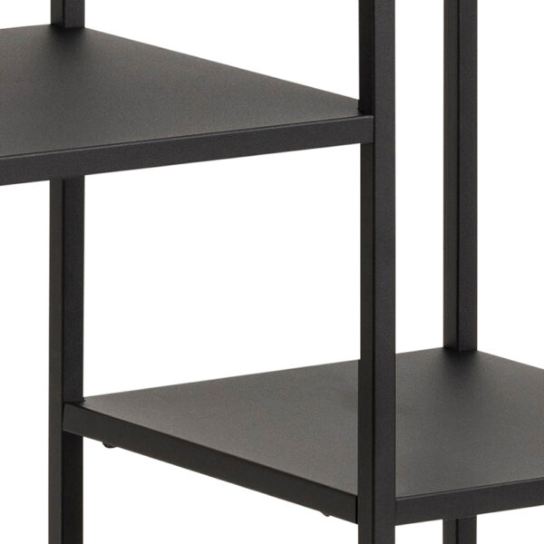 Newland Asymmetrical Bookcase with 3 Shelves in Matt Black | Self Assembly