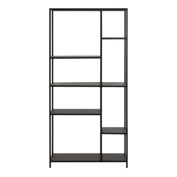 Newland Asymmetrical Bookcase with 6 Shelves in Matt Black