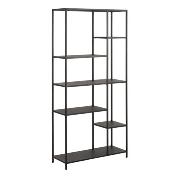 Newland Asymmetrical Bookcase with 6 Shelves in Matt Black