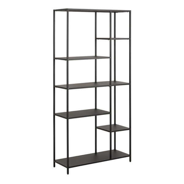 Newland Asymmetrical Bookcase with 6 Shelves in Matt Black
