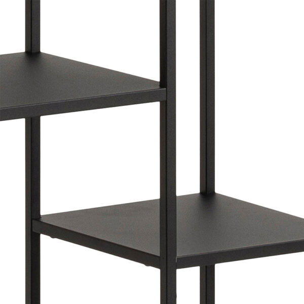 Newland Asymmetrical Bookcase with 6 Shelves in Matt Black | Self Assembly