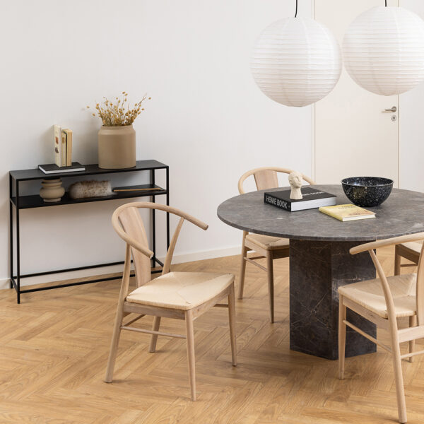 Newland Console Table with Open Shelf in Matt Black | Self Assembly