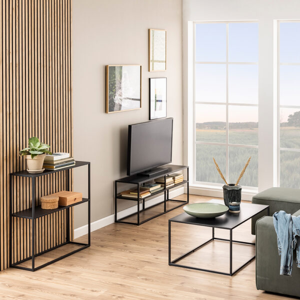 Newland Console Table with Open Shelf in Matt Black | Self Assembly