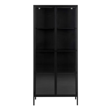 Newland Tall 2 Door Display Cabinet in Matt Black