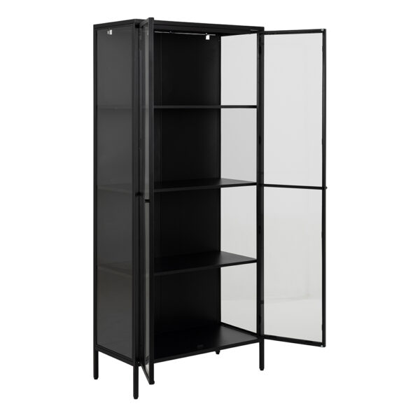 Newland Tall 2 Door Display Cabinet in Matte Black | Self Assembly
