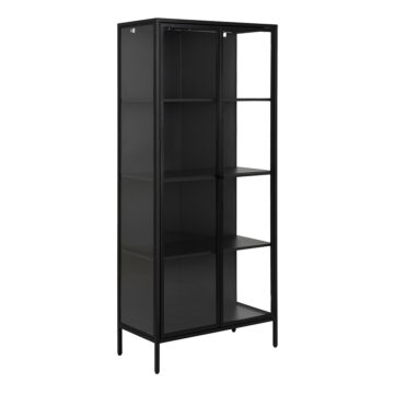 Newland Tall 2 Door Display Cabinet in Matt Black