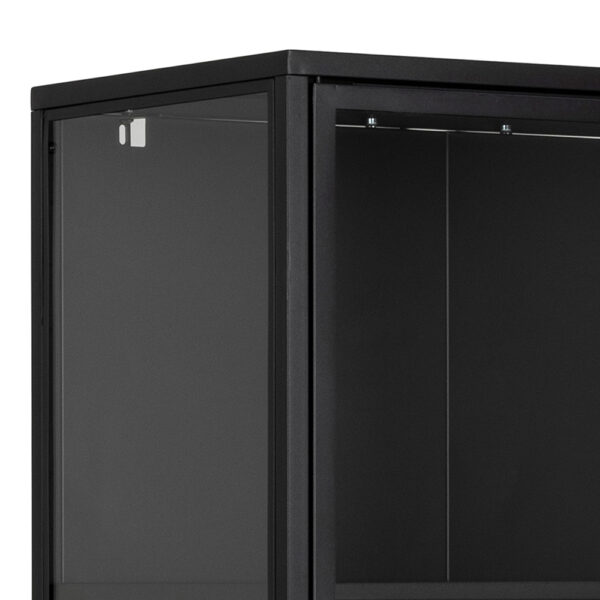 Newland Tall 2 Door Display Cabinet in Matte Black | Self Assembly