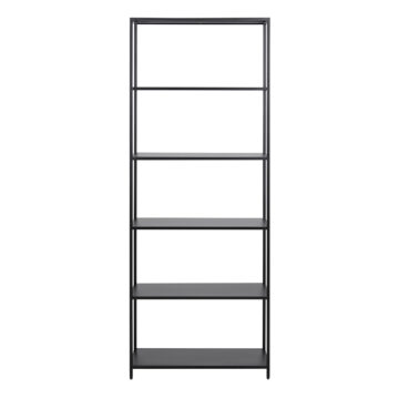 Newland Tall Bookcase with 5 Shelves in Matt Black