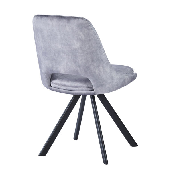 Kasper Light Grey Velvet Swivel Dining Chair - Black Legs | Self Assembly