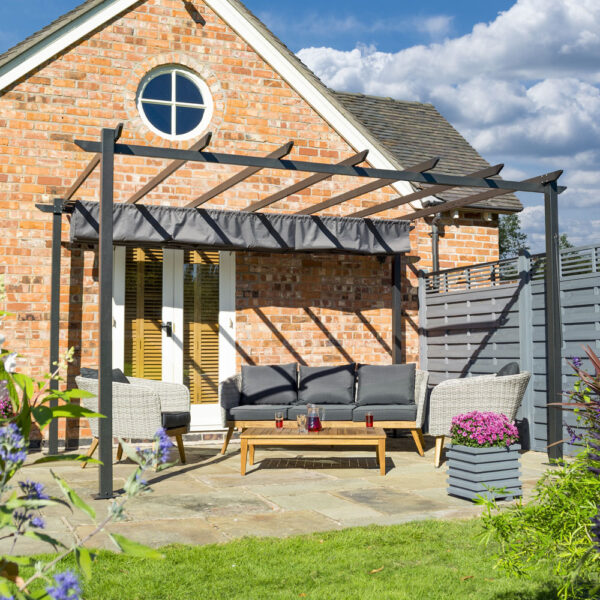 Black Oakworld Alfresco Venetian Canopy | Assembly Required