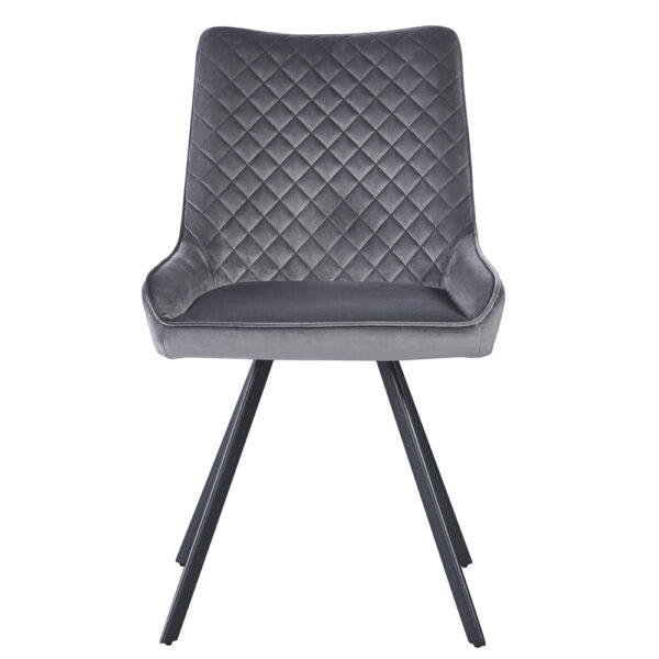 Jager Light Grey Velvet Dining Chair - Black Legs | Self Assembly