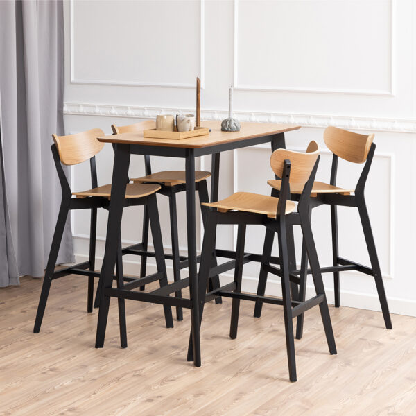 Roxburgh Bar Stool, Black and Oak Set of 2 | Self Assembly