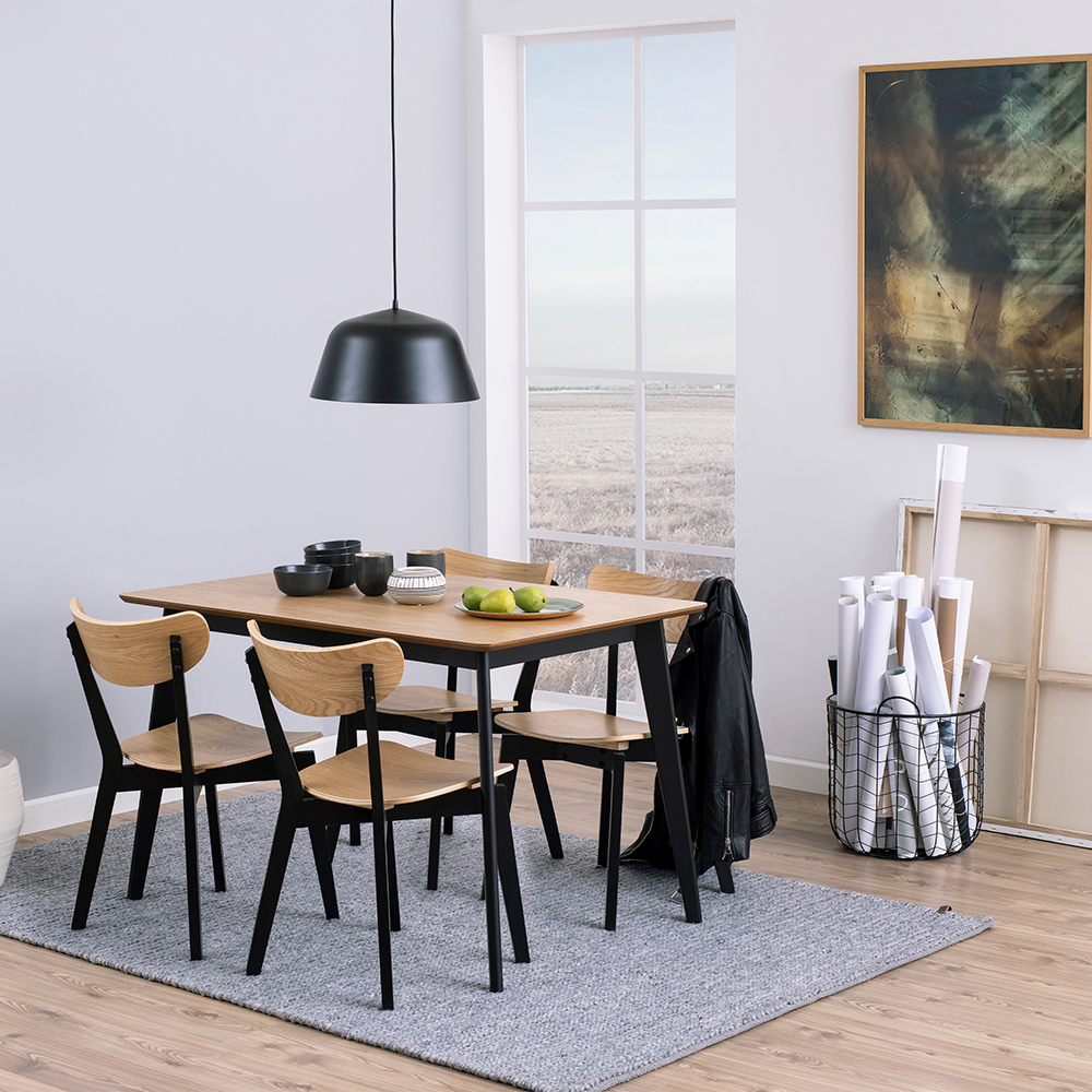 Roxburgh Dining Chairs in Black and Oak Set of 2 Self Assembly Oak World
