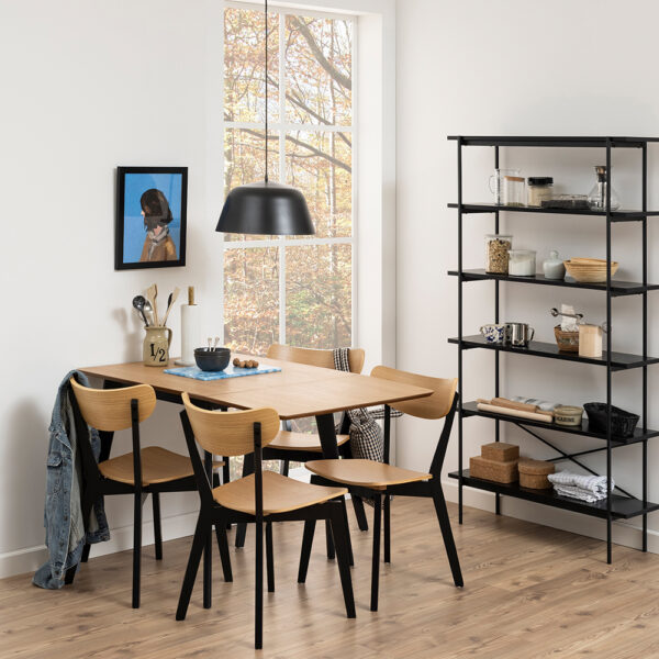 Roxburgh Extending Dining Table 80-120cm in Oak & Black | Self Assembly