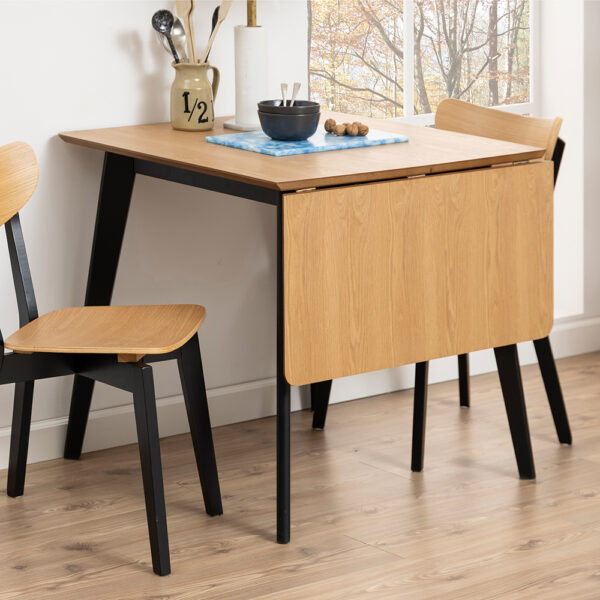 Roxburgh Extending Dining Table 80-120cm in Oak & Black | Self Assembly