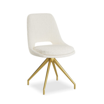 Kasper Boucle Cream Swivel Dining Chair | Gold Legs | Clearance
