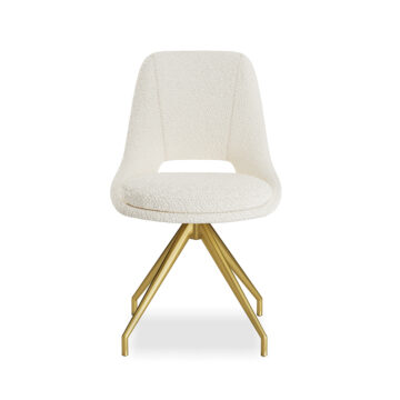 Kasper Boucle Cream Swivel Dining Chair | Gold Legs | Clearance