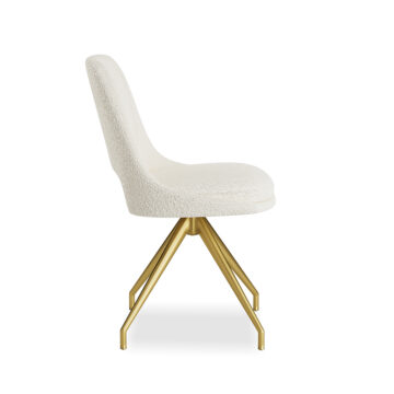 Kasper Boucle Cream Swivel Dining Chair | Gold Legs | Clearance
