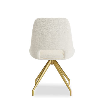 Kasper Boucle Cream Swivel Dining Chair | Gold Legs | Clearance