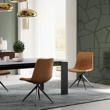 Vali Brown PU Swivel Dining Chair