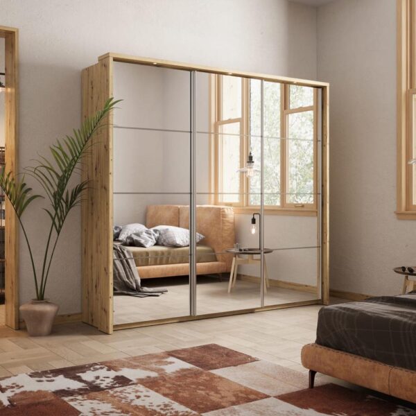 Durango 240cm 3 Door Sliding Wardrobe | Shetland Oak | Assembly Required