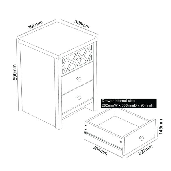 Orianna 3 Drawer Bedside Table | Assembly Required Grey
