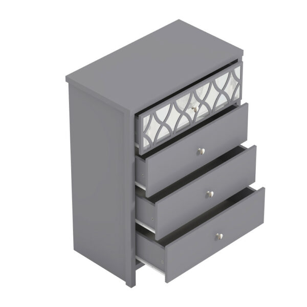 Orianna 4 Drawer Chest with Mirror | Assembly Required Grey