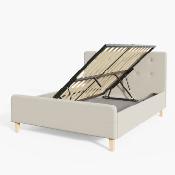 Helsinki Beige 5′ King Size Ottoman Storage Bed